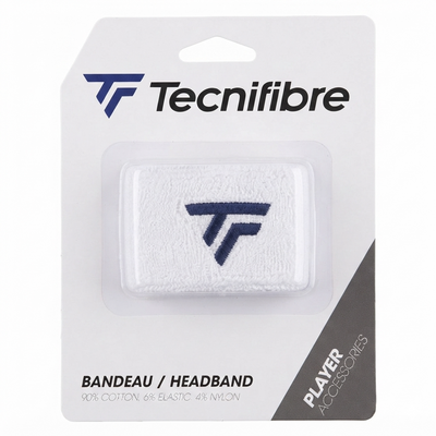 Tecnifibre Headband - White/Navy Logo