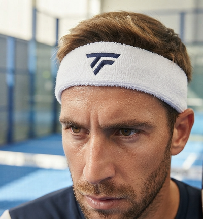 Tecnifibre Headband - White/Navy Logo